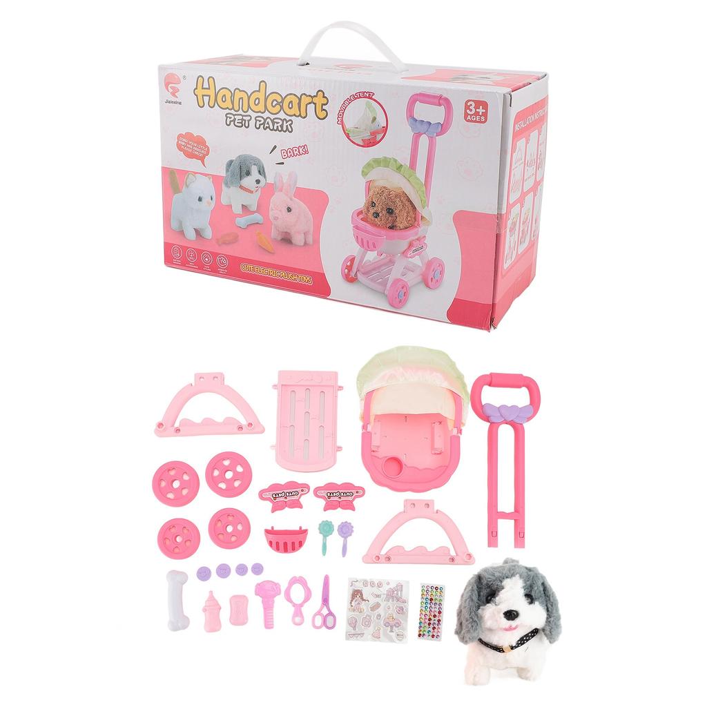 Pet Doll Stroller Toy Pretend Play Dog Large Push Cart Educational Toy for Boys Girls Children