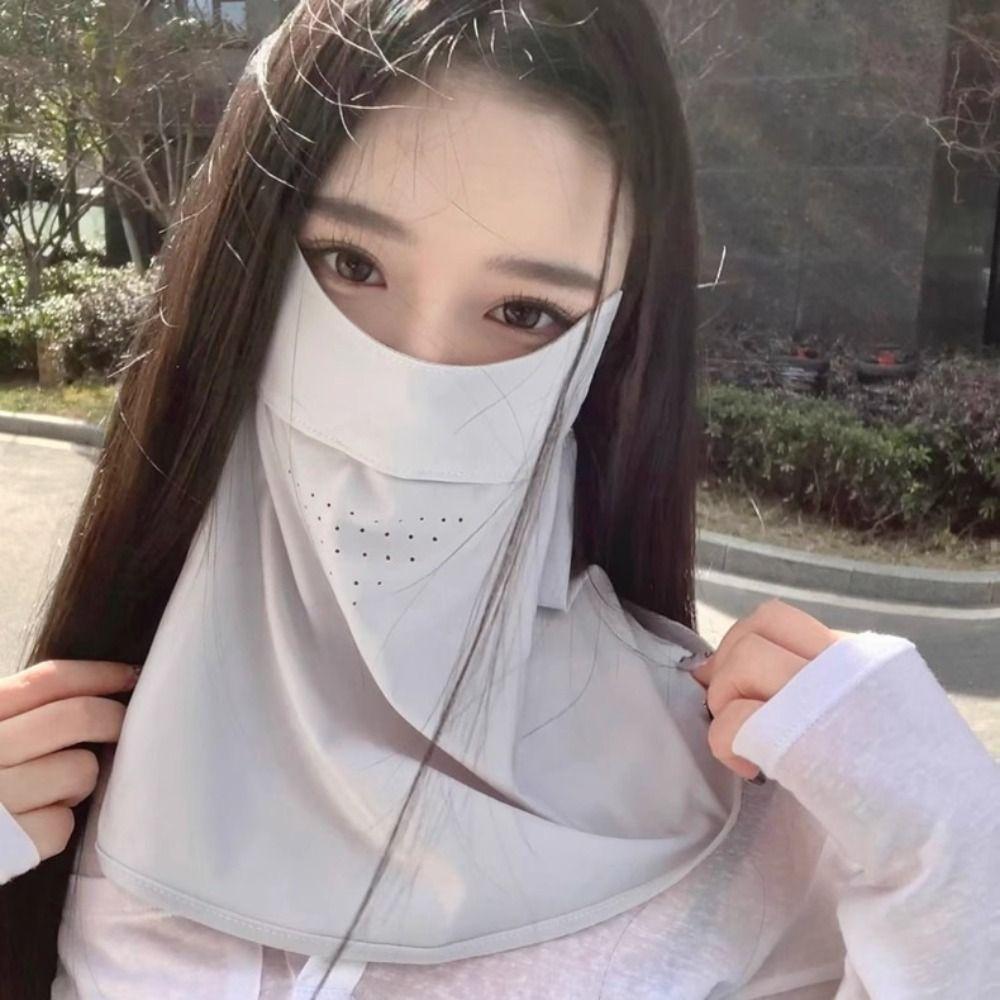 Anti UV Face Sunscreen Veil UPF 50+ Neck Wrap Cover Thin Ice Silk Face Cover  for Male Female
