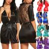Robe Women Lingerie Satin Silk Lace Trim Sexy Kimono Robes Sleepwear Set