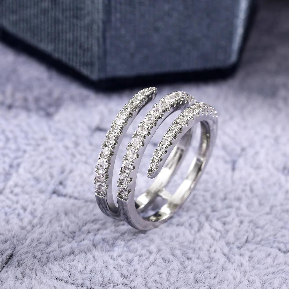 Huitan Fashion Surround Shaped Finger Rings for Women Блестящие кристаллы CZ Свадебные кольца для свадебной вечеринки Ювелирные изделия оптом Распродажа