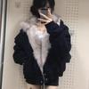 Winter Elegant Liner Fur Loose Coat Women Y2k Fur Collar Hood Thick Fashion Parkas Casual Outerwear Cotton Padded Jackets