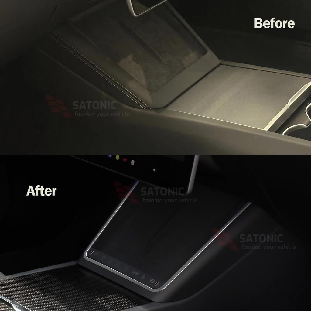 SATONIC Wireless Charger Knobs for Tesla New Model Y Juniper 2026 & Model 3 Highland Dual Type C Quick Charge Gear Shift