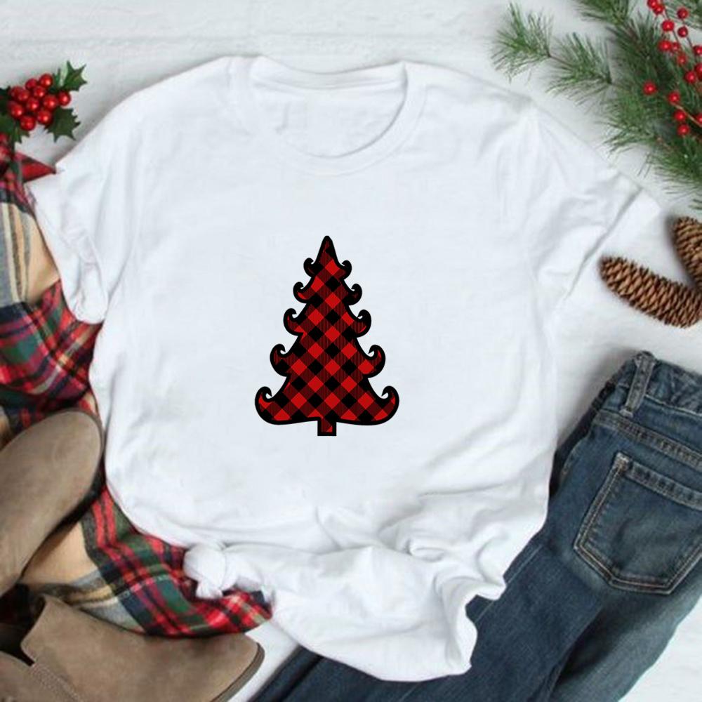 Christmas Tree Graphic Tees Women Short Sleeve Harajuku T Shirt Tumblr Female Xmas Party Festival