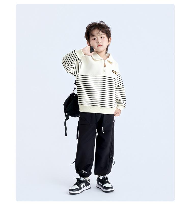 Kids' Windproof Woven Cuffed Casual Pants - 2025 Autumn Korean Style