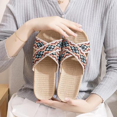 Льняные Нескользящие Домашние Тапочки для Пар с Толстой Подошвой, Идеальные для Деревянных Полов – Мужской и Женский Летний Комфорт