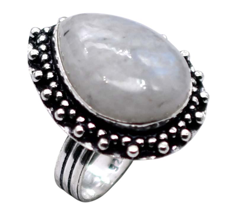 Moonstone Gemstone Ethnic Handmade Antique Design Ring US Size-6.75 Z 249