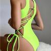 Новинка 2023 года, сексуальный цельный купальник с полыми бретелями сзади, регулируемый купальник бикини, летняя сексуальная модная женская пляжная одежда