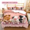 Pink Piglet Pattern Bedding Home Decoration Birthday Gift (1 * duvet cover + 2 * pillowcase, without core)