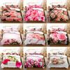 Pink Flower Duvet Cover and Pillowcases Set King Size 220x240 Double Bed Single 3D Queen Bedding Sets Pink Full Twin Quilt Linen