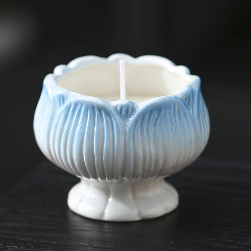 Керамическая подставка для свечей в виде лотоса для ароматерапии, пустая чашка, минималистичный подсвечник для помещений, изысканные украшения для украшения комнаты