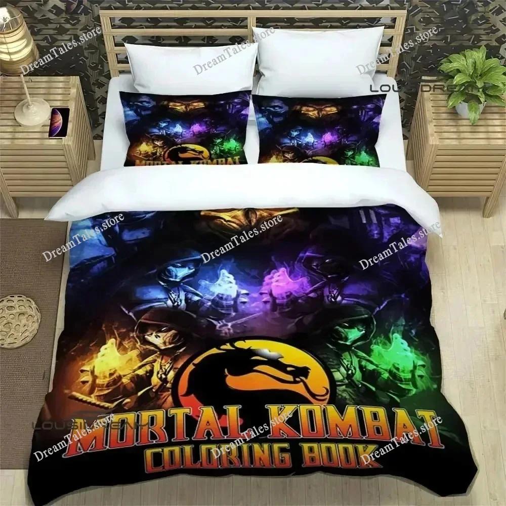 Мультяшные постельные комплекты Mortal Kombat Изысканный набор принадлежностей Пододеяльник Комплект постельного белья Роскошный подарок на день рождения