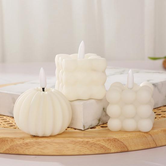 Волшебная пузырчатая свеча на батарейках, мерцающая беспламенная светодиодная квадратная тыквенная поддельная свеча для праздничной атмосферы