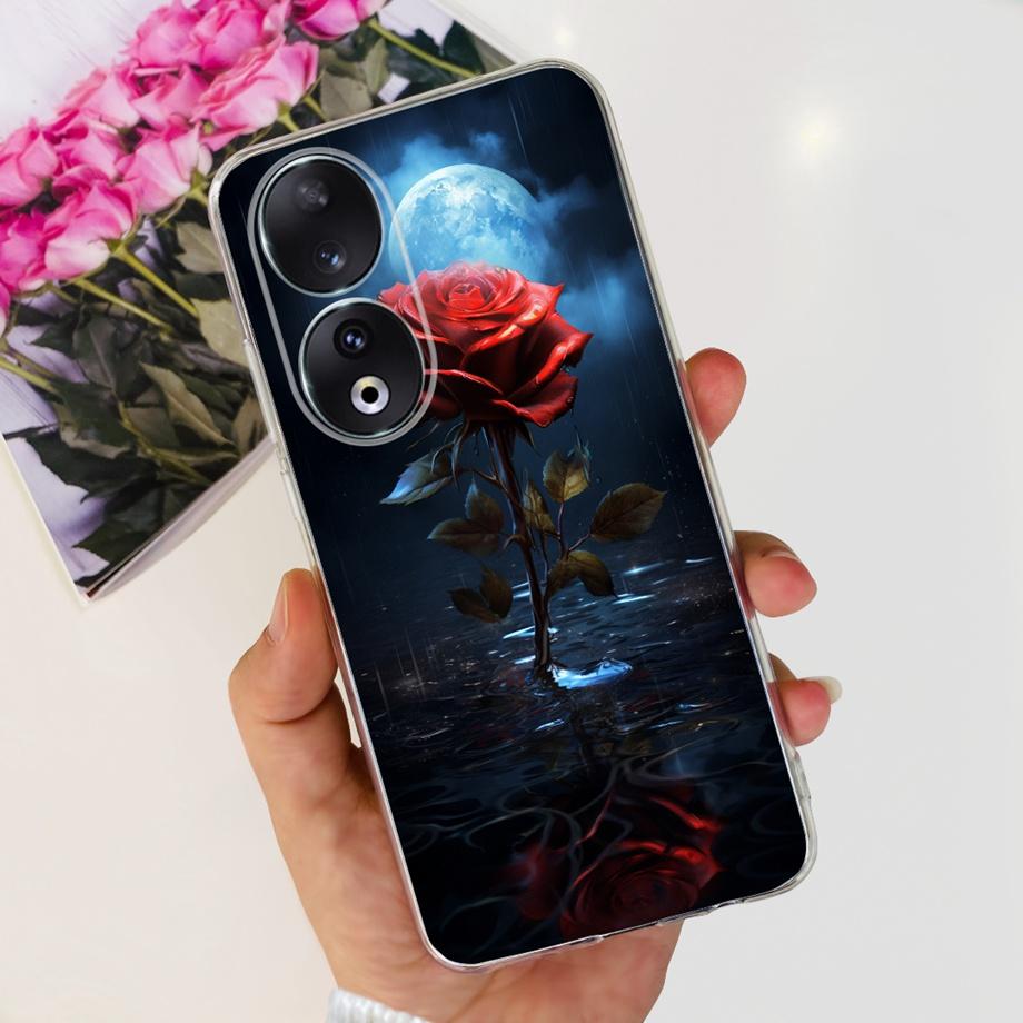 Для Honor 90 / Honor 90 Lite 90 Pro 90 Умный Чехол Роскошный Стильный Мягкий Силиконовый Чехол Красивый Цветок Вишни Fundas Прозрачный Capa