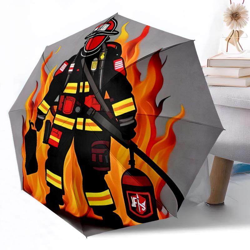 Firefighter Courage and Honor Outdoor Automatic Umbrella Retractable Design with 8-Rib Durability Lightweight Perfect Gift for Friends Family