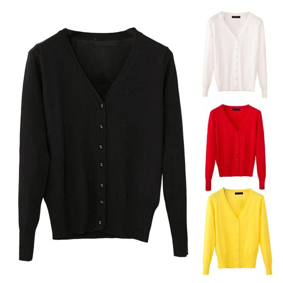 Женское вязаное пальто с V-образным вырезом, длинным рукавом, однобортный свитер, однотонный, с ребристым подолом, мягкий теплый свитер, кардиган