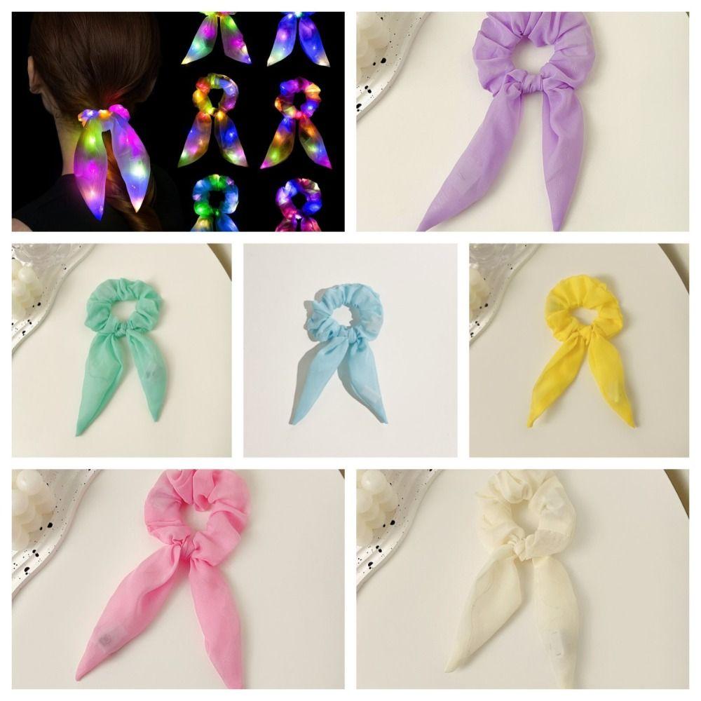 Светящиеся резинки для волос с бантом, резинка для волос, лента с подсветкой, головные уборы с резинкой для девочек