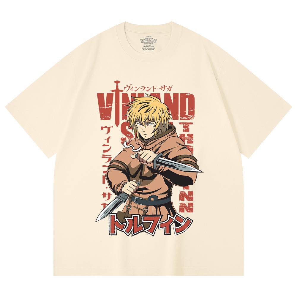 230 Gsm 100% Cotton Vinland Saga V1 Thorfinn Print Unisex Heavy Cotton T Shirt
