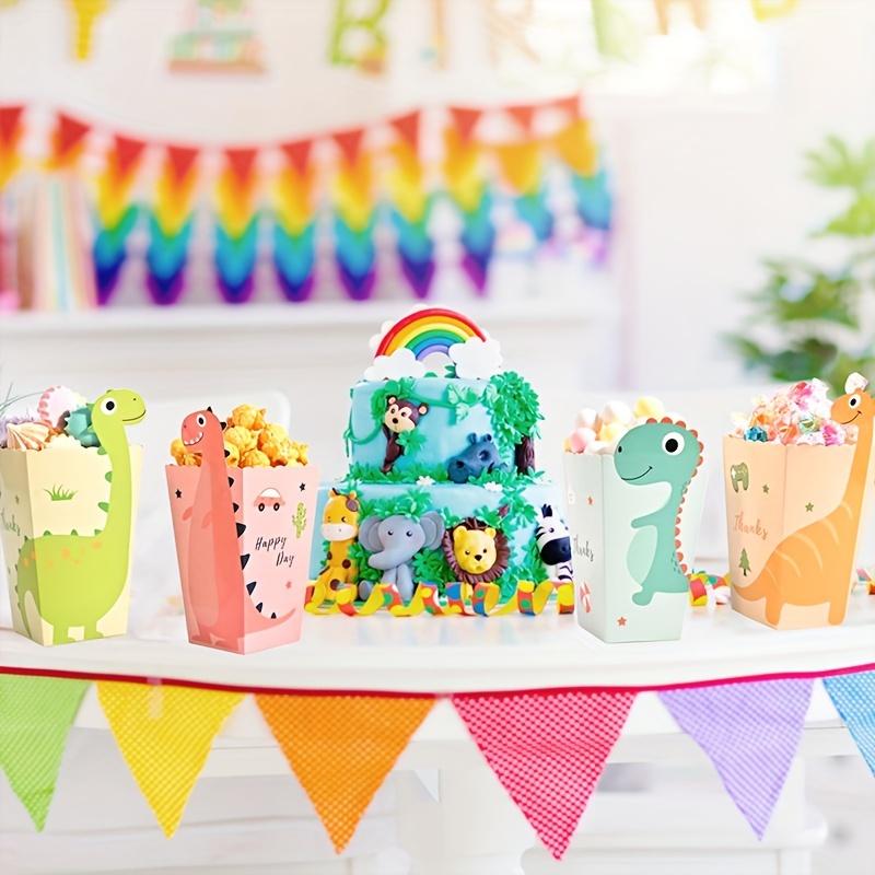 12 шт. мультяшный динозавр коробка попкорна конфеты печенье упаковочный мешок для украшения дня рождения печенье животные коробки пасхальный подарок