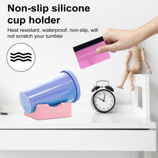 Силиконовый подстаканник со встроенным слотом для поделок, небольшая гибкая подставка для виниловых наклеек, аксессуар для украшения кружек