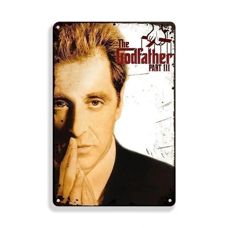 Retro Vintage Metal Tin Poster The Godfather Sign Plaque for Bar Club Home Wall Decor Classic Movie Wall Plate Pendant