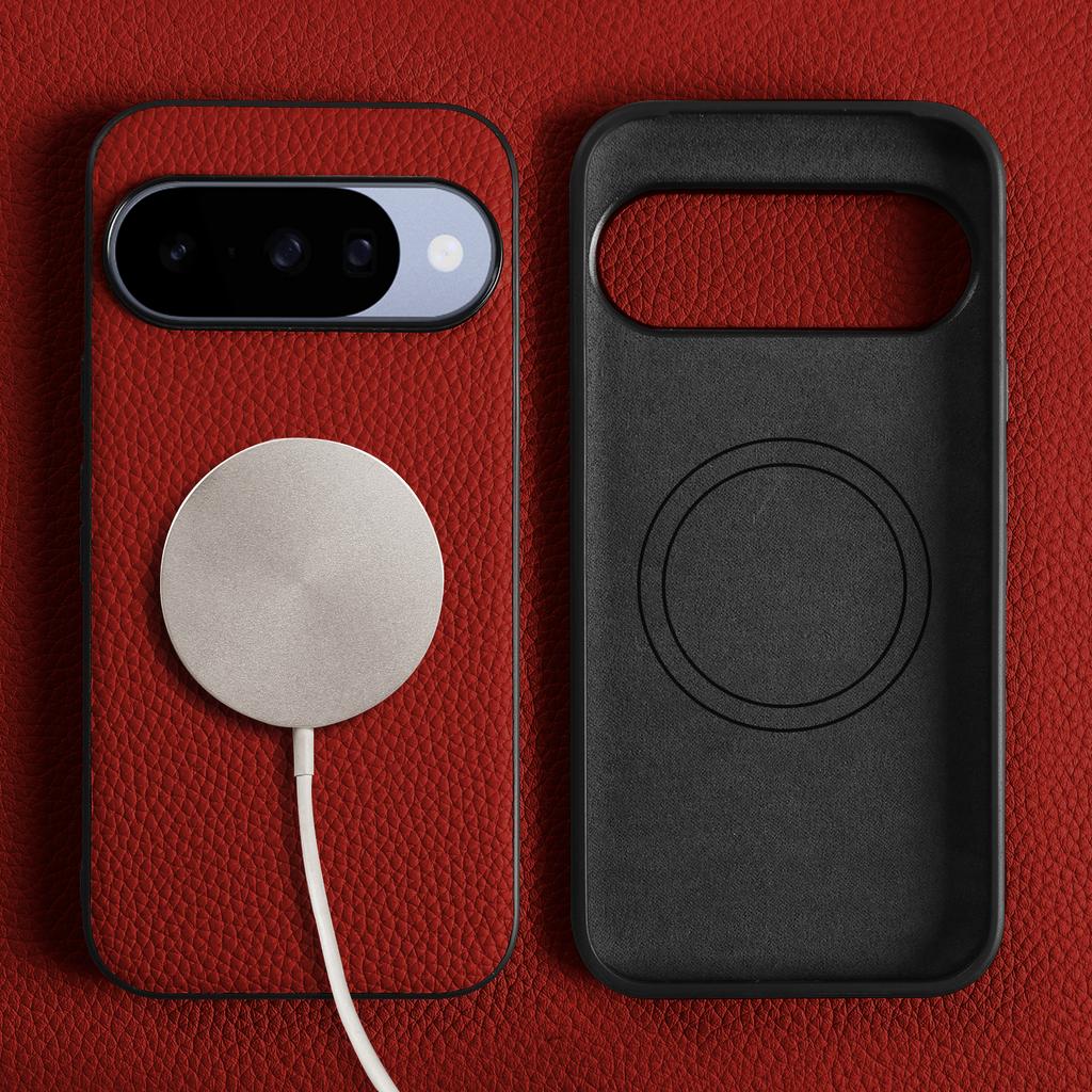 For Magsafe Lychee Genuine Leather Case For Google Pixel 10 Pro XL 10A 9 8 7 6 9A 8A 7A 6A Phone Back Cover Cases Magnetic Coque