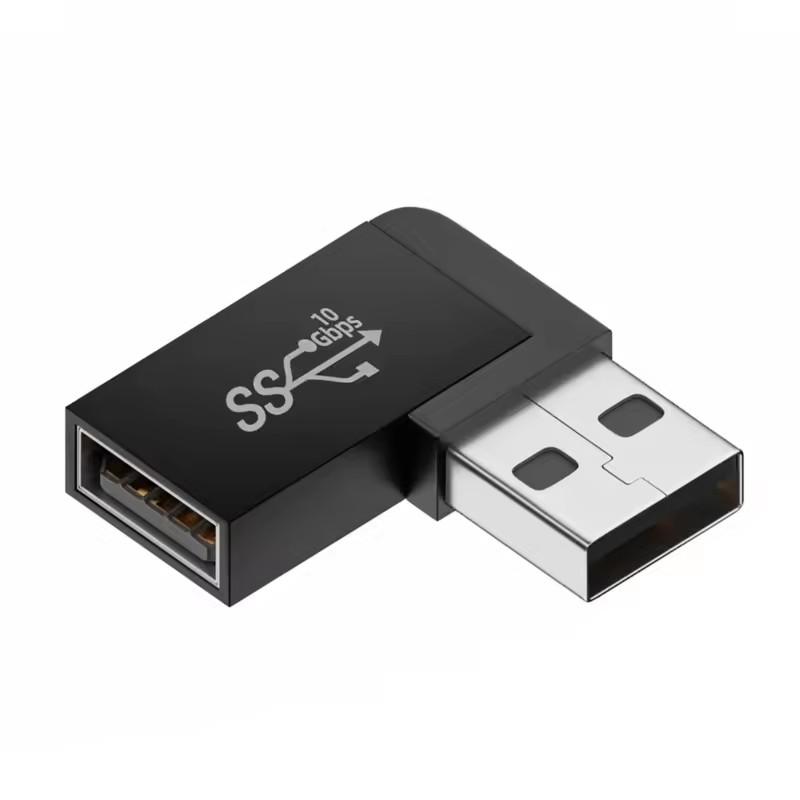 Адаптер-удлинитель USB 3.0 папа-мама под прямым углом 90 градусов, USB-коннектор, угловой адаптер с восходящим изгибом 10 Гбит/с для ноутбука, ПК, конвертер