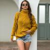 2025 Autumn/Winter Women's College Style Chunky Cable Knit High Neck Sweater Bestseller