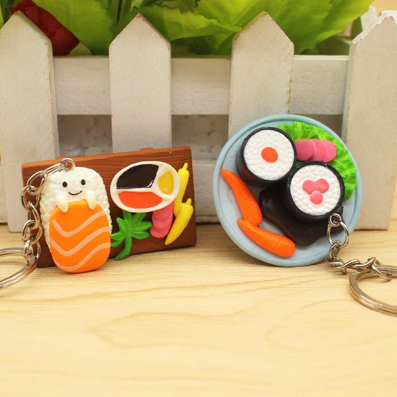 New Japanese Restaurant Sushi Salmon Simulation Food Keychain Pendant Creative Gift