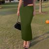 Женская повседневная модная однотонная юбка-рыбий хвост с разрезом, эластичная узкая юбка до середины тела
