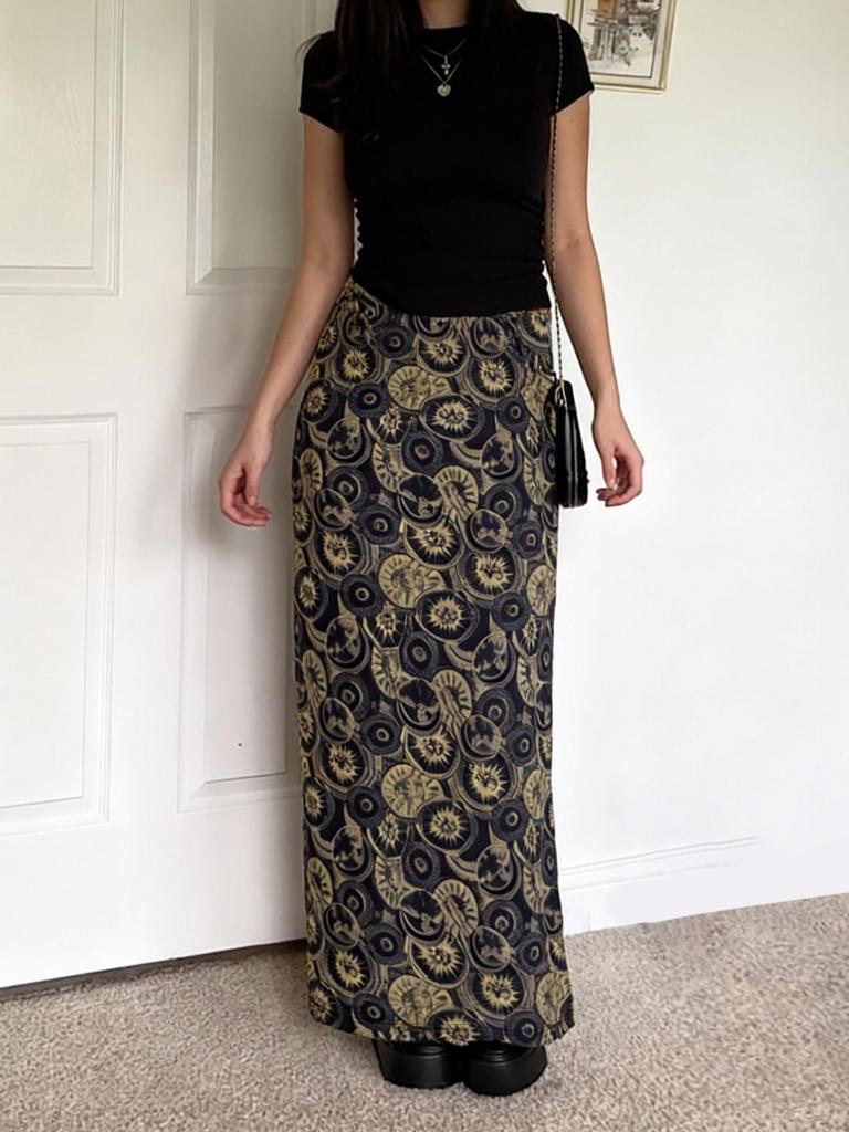 Винтажная европейская и американская ретро-юбка с круглым принтом, стройнящая