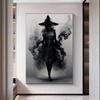 Black Witch Abstract Ink Canvas Painting Vintage Woman Wall Art Aesthetic Poster and Prints for Living Room Home Decoration Pictures
