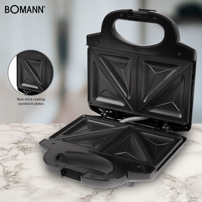 Grille-pain Appareil à Sandwich Croque-Monsieur inox Bomann ST 1372 CB 750W Noir/Argent