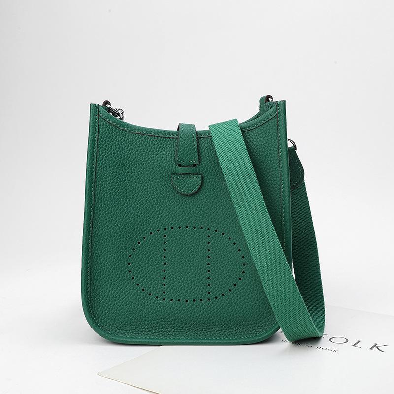 Фабричная оптовая продажа сумка-ведро из натуральной коровьей кожи первого слоя женская сумка с узором личи полый дизайн на одно плечо через плечо полый дизайн