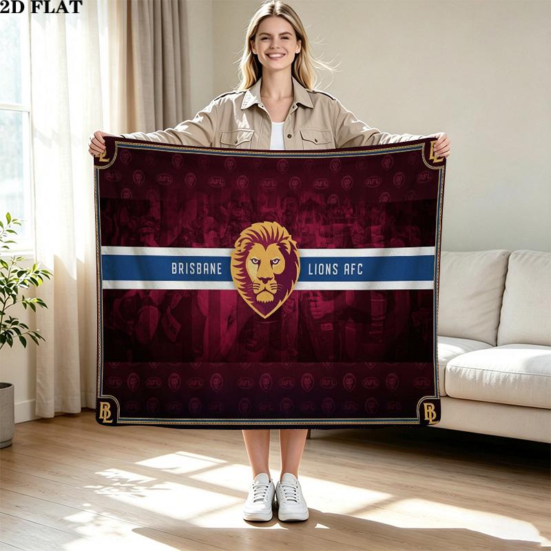 Фланелевое одеяло с принтом Brisbane Lions Высококачественное Теплое Уютное Покрывало для Всех Сезонов Идеально для Подарков Домашний Декор