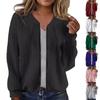 Women's Fashion Solid Color Loose Standing Collar Zipper Top Sport Coat