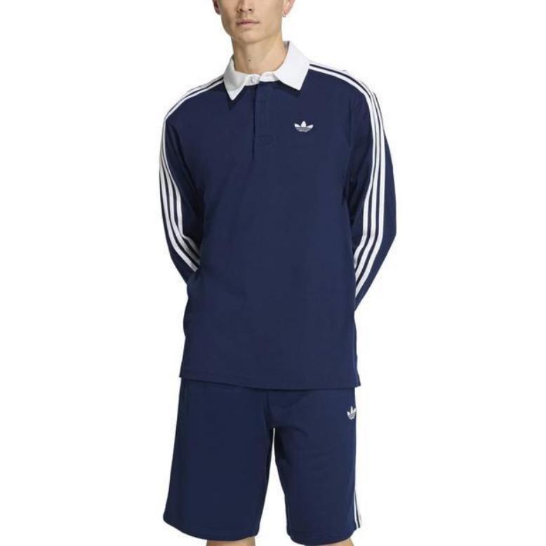 adidas Оригинальная футболка-поло с тремя полосками для регби, мягкая, дышащая, свободного кроя, с длинным рукавом, унисекс, топы KE3574