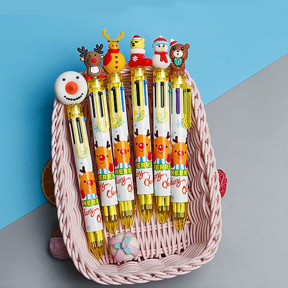 Decor Deer Elementary School Xmas Tree Christmas Ballpoint Pen Santa Claus Stationery Six Color Pen