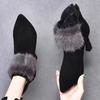 Fleece Warm High-heeled Short Boots Winter New Small-heeled Stiletto Temperament Pointed-toed Versatile Fashion Cotton Boots
