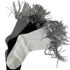Womens Harajuku Sequins Tassels Decorative Trim Calf Sock 90s Solid Rib Middle Tube Sock Nightclub Party Stockings