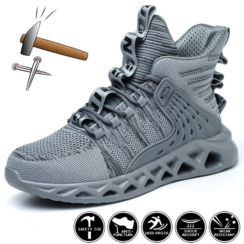 Легкие рабочие защитные ботинки, мужская спортивная защитная обувь, дышащая защитная рабочая обувь от проколов, мужские рабочие кроссовки со стальным носком