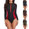 Women's Wetsuit Conservative Fashion Long Sleeve Surf Suit Zipper One-Piece Swimsuit