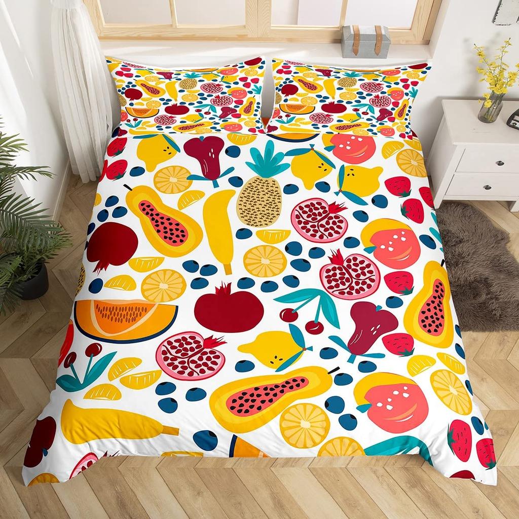 Red Pitaya Duvet Cover King Queen Dragon Fruit Painting Bedding Set Tropical Fruits Comforter Cover Modern Art Soft Quilt Cover
