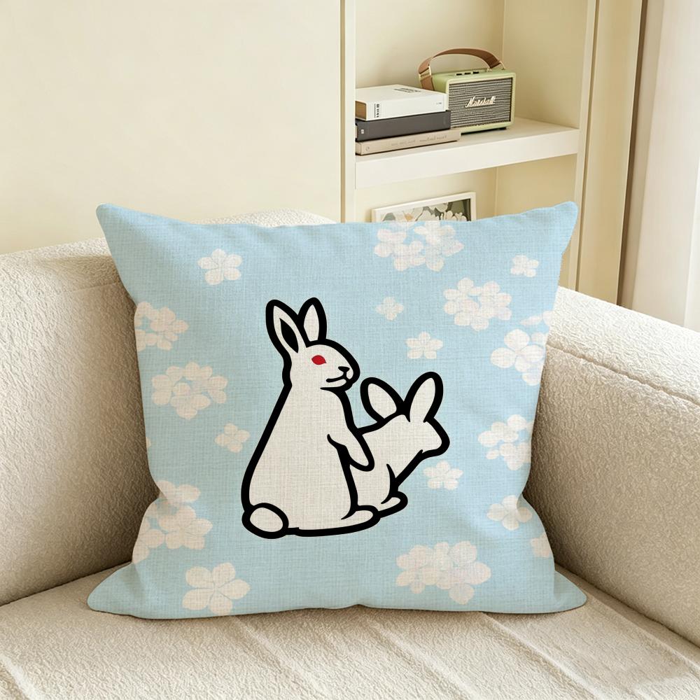 Fxxking Rabbits Fr2 Cushion Cover Natural Linen Pillowcase Set, All-In-One Decor For Sofa, Bedroom & Chair