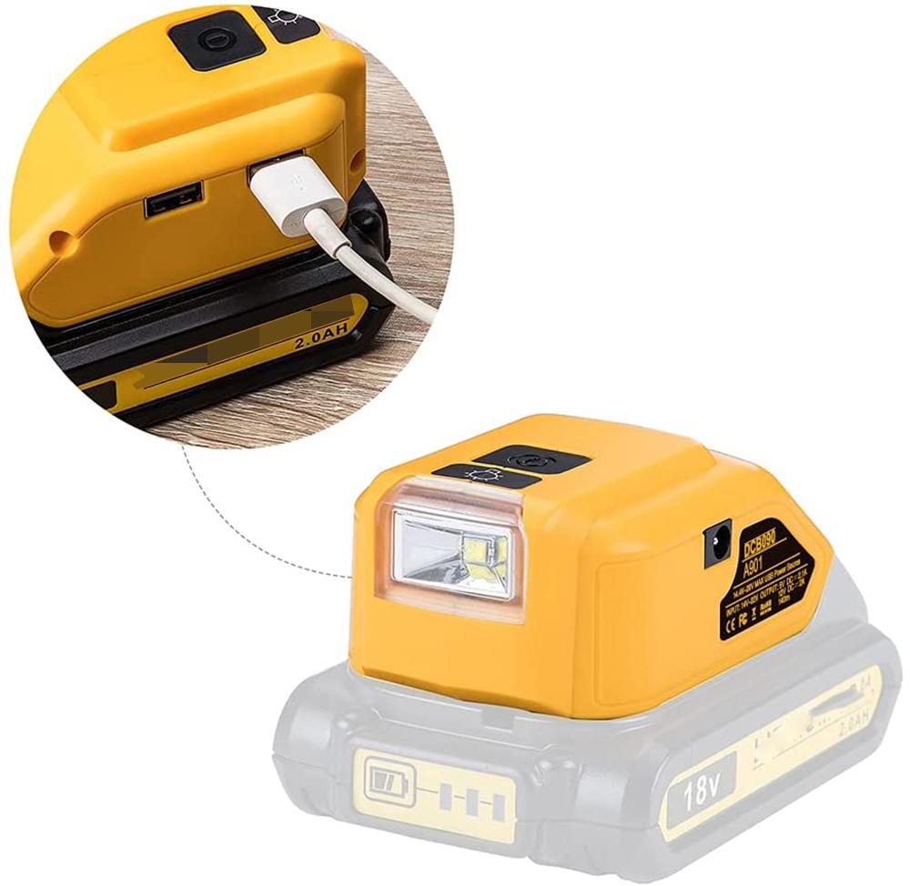 Dual USB Output LED DCB090 Li-ion Battery Charger Adapter for Dewalt
