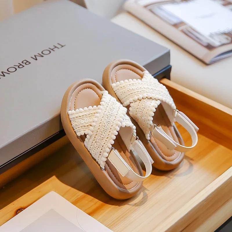 Kids Fashion Girls Sandals Soft Ethnic French Wind Open-toe Cool Breatheable Princess Shoes Children Versatile Platform