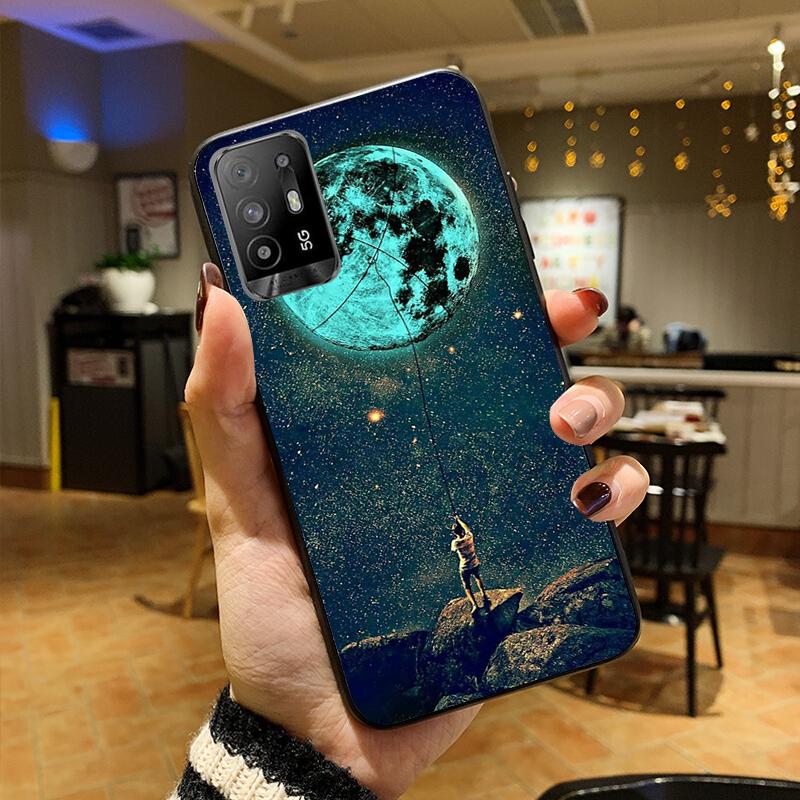 Чехол для телефона «Луна, звезды, космический астронавт» для OPPO A54 A74 A94 A53S A9 A5 A15 A16 A91 A96 A76 Reno8 8Pro Reno2 Z