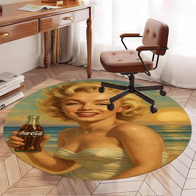 Marilyn Monroe Pattern Round Rug, Indoor/Outdoor Mat, for Picnic, Gameroom, Bedroom, Office, Living Room, Home Decor Carpet, Birthday Gift