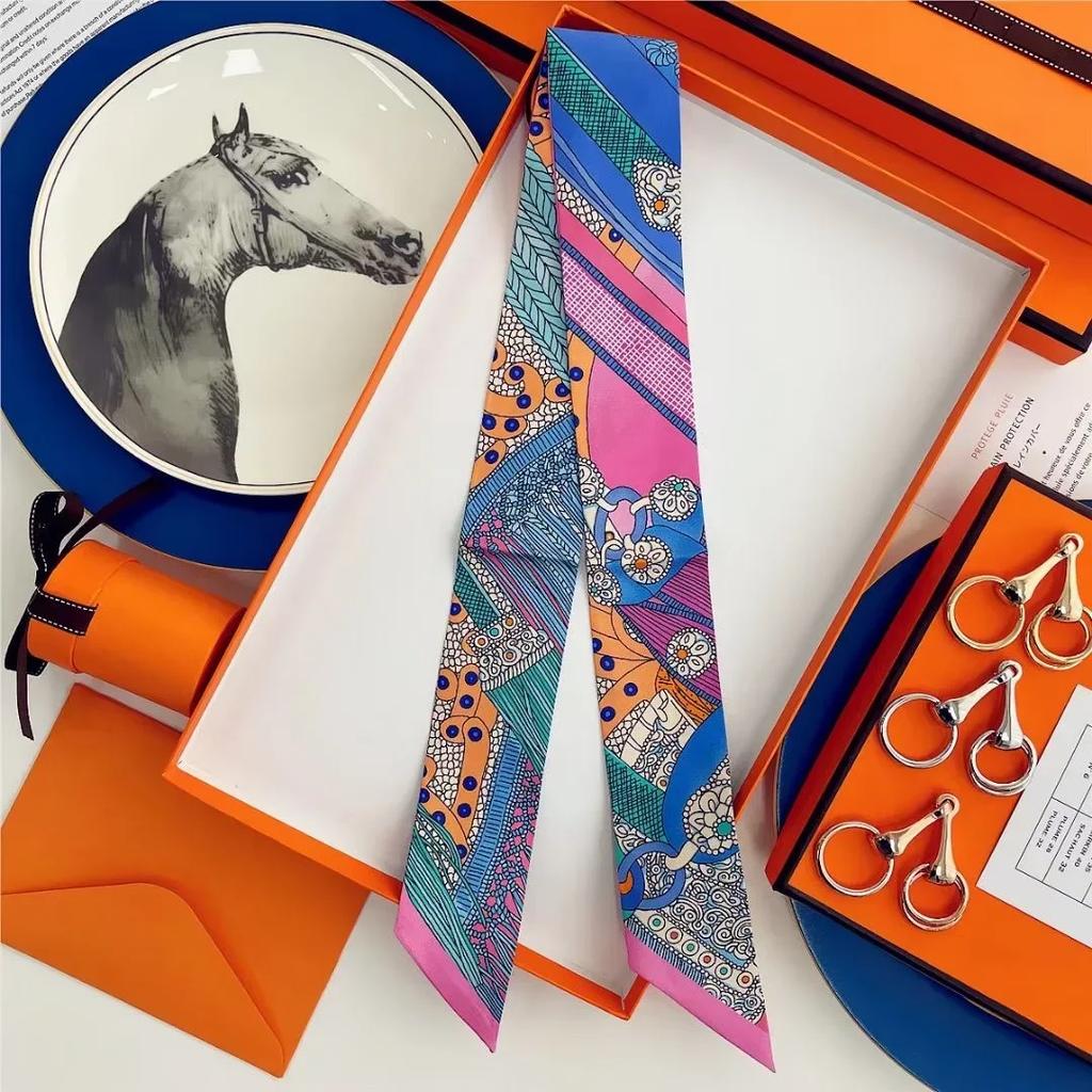 100% Mulberry Silk Ribbon Long Hair Bows Scarf Headscarf Fashion Hair Ties Ribbons Multifunctional Headband Bandana Hair