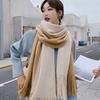 Korean Style Long Wool Tassel Scarf Thickened Winter Neckerchief Women Cashmere Scarf  Women/Male