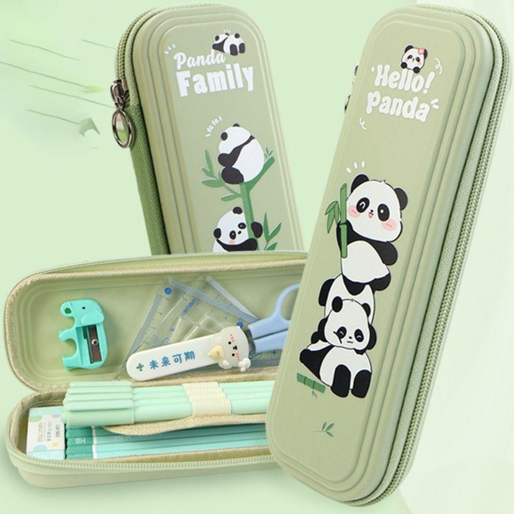 Large Capacity Pen Bag Panda Pattern Pen Box Multifuncional Stationery Organizer Gift